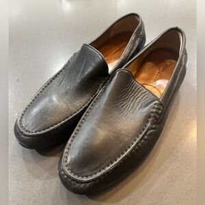 Men's Johnston & Murphy Loafers Sz 8.5 Black Leather Sheepskin Excellent